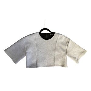 Zara S Crop Top gray scuba neoprene small boxy oversize EUC